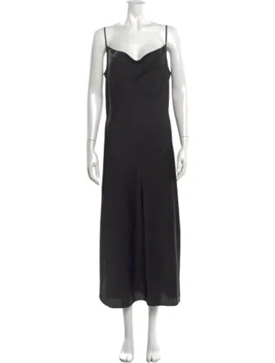 Pre-owned Allsaints Cowl Neck Midi Length Dress In Black