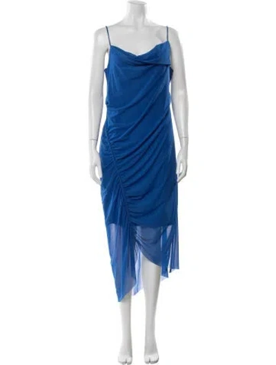Pre-owned Allsaints Cowl Neck Midi Length Dress In Blue