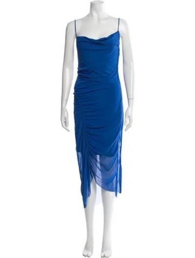 Pre-owned Allsaints Cowl Neck Midi Length Dress In Blue
