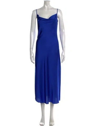 Pre-owned Allsaints Cowl Neck Midi Length Dress In Blue