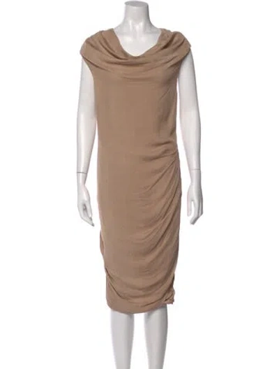 Pre-owned Allsaints Cowl Neck Midi Length Dress In Brown