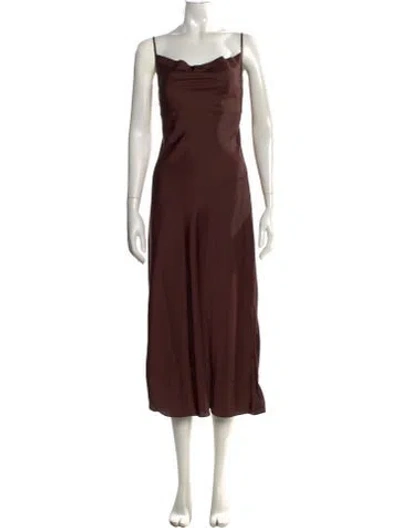 Pre-owned Allsaints Cowl Neck Midi Length Dress In Brown