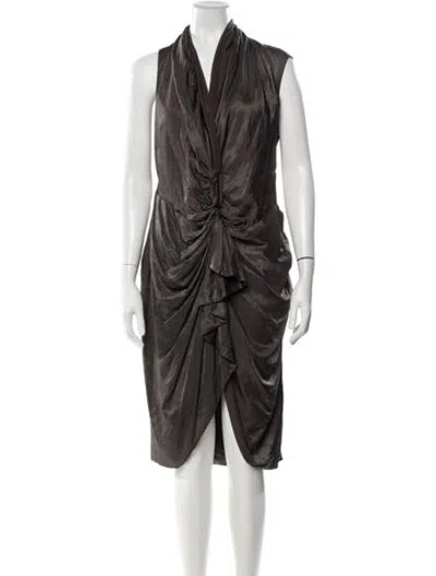 Pre-owned Allsaints Cowl Neck Midi Length Dress In Brown