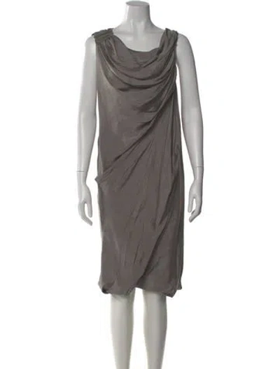Pre-owned Allsaints Cowl Neck Midi Length Dress In Gray