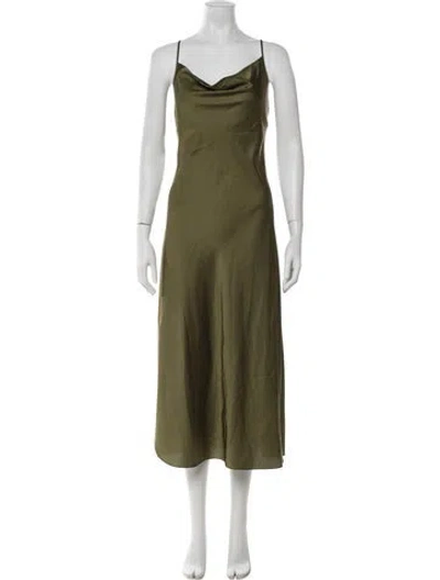 Pre-owned Allsaints Cowl Neck Midi Length Dress In Green