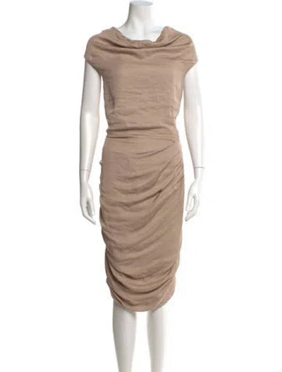 Pre-owned Allsaints Cowl Neck Midi Length Dress In Neutral