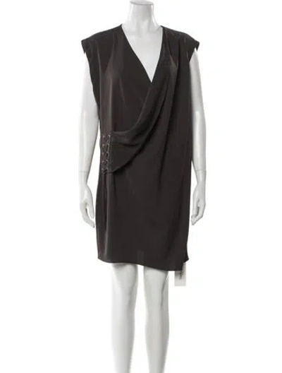Pre-owned Allsaints Cowl Neck Mini Dress In Gray