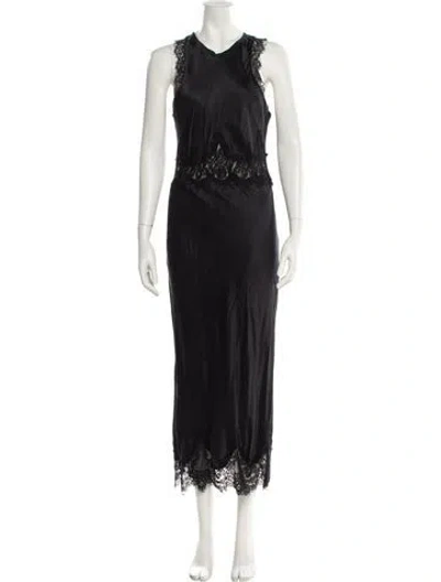 Pre-owned Allsaints Crew Neck Knee-length Dress In Black