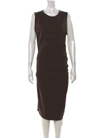 Pre-owned Allsaints Crew Neck Knee-length Dress In Brown