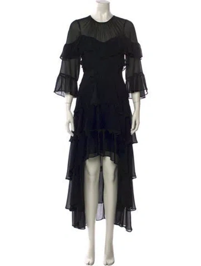 Pre-owned Allsaints Crew Neck Long Dress In Black