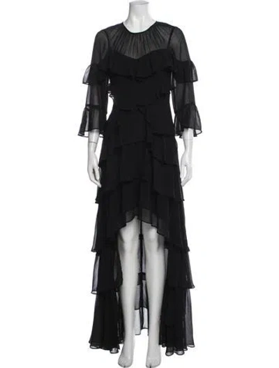 Pre-owned Allsaints Crew Neck Long Dress In Black
