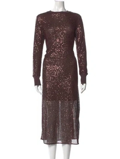 Pre-owned Allsaints Crew Neck Long Dress In Brown