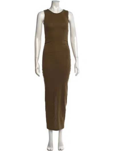 Pre-owned Allsaints Crew Neck Long Dress In Green