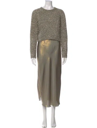 Pre-owned Allsaints Crew Neck Long Dress In Neutral