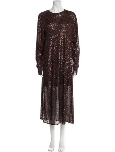 Pre-owned Allsaints Crew Neck Long Dress W/ Tags In Brown