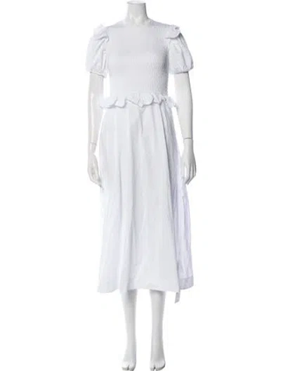 Pre-owned Allsaints Crew Neck Long Dress In White