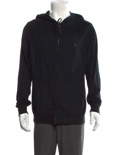 Pre-owned Allsaints Crew Neck Long Sleeve Hoodie In Black