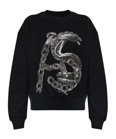 Allsaints Crew Neck Long-sleeved Sweatshirt In Black
