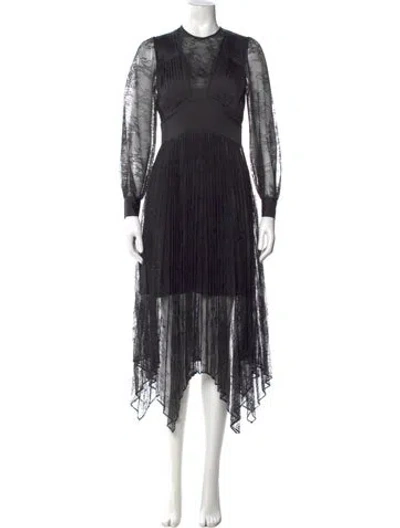 Pre-owned Allsaints Crew Neck Midi Length Dress In Black