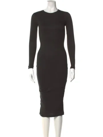 Pre-owned Allsaints Crew Neck Midi Length Dress In Black