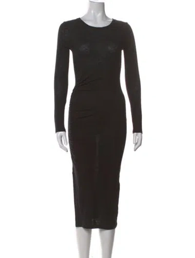 Pre-owned Allsaints Crew Neck Midi Length Dress In Black