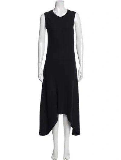 Pre-owned Allsaints Crew Neck Midi Length Dress In Black
