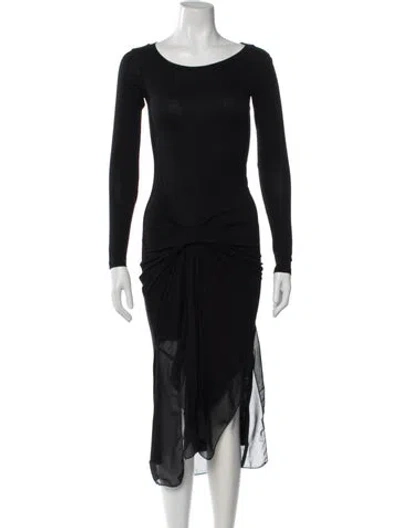 Pre-owned Allsaints Crew Neck Midi Length Dress In Black