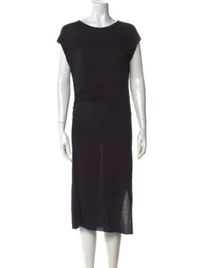 Pre-owned Allsaints Crew Neck Midi Length Dress In Black
