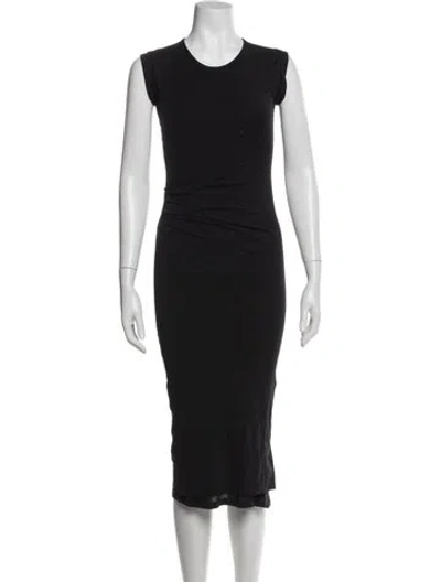 Pre-owned Allsaints Crew Neck Midi Length Dress In Black