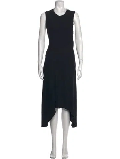 Pre-owned Allsaints Crew Neck Midi Length Dress In Black