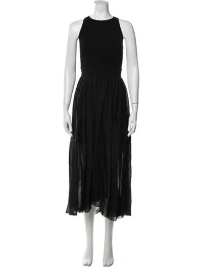 Pre-owned Allsaints Crew Neck Midi Length Dress In Black