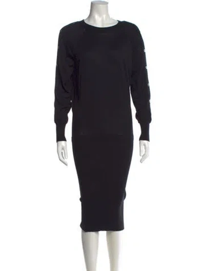 Pre-owned Allsaints Crew Neck Midi Length Dress In Black