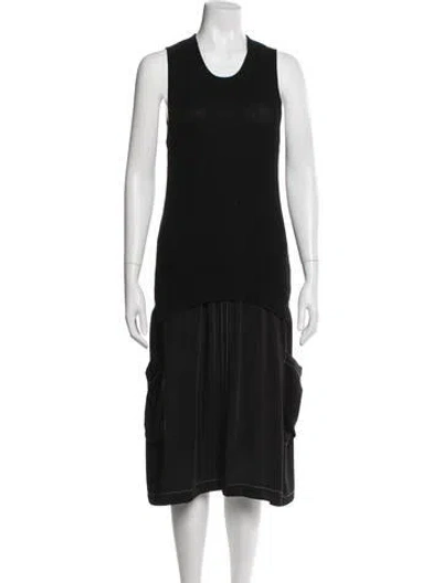 Pre-owned Allsaints Crew Neck Midi Length Dress In Black
