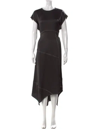 Pre-owned Allsaints Crew Neck Midi Length Dress In Black