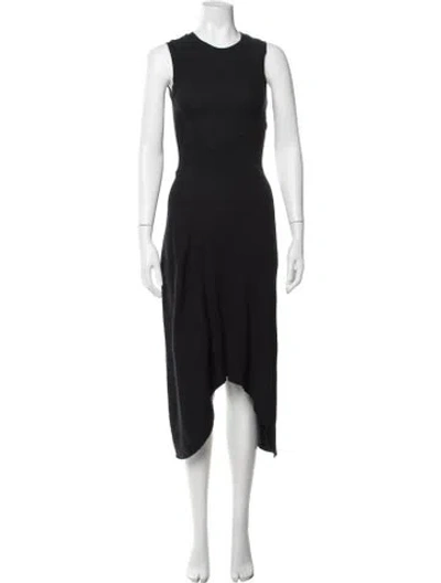 Pre-owned Allsaints Crew Neck Midi Length Dress In Black