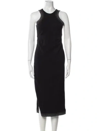 Pre-owned Allsaints Crew Neck Midi Length Dress In Black