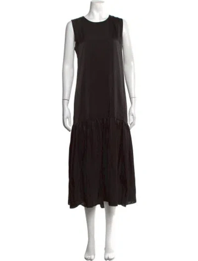 Pre-owned Allsaints Crew Neck Midi Length Dress In Black