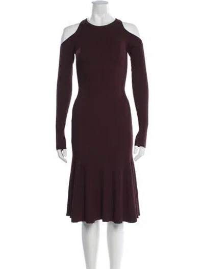 Pre-owned Allsaints Crew Neck Midi Length Dress In Burgundy/metallic