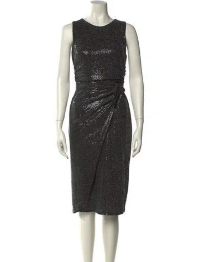 Pre-owned Allsaints Crew Neck Midi Length Dress In Gray