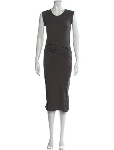 Pre-owned Allsaints Crew Neck Midi Length Dress In Gray