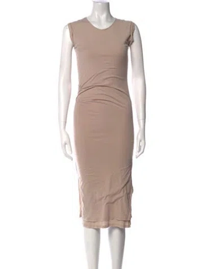 Pre-owned Allsaints Crew Neck Midi Length Dress In Neutral