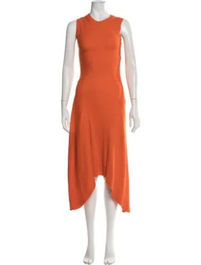 Pre-owned Allsaints Crew Neck Midi Length Dress In Orange