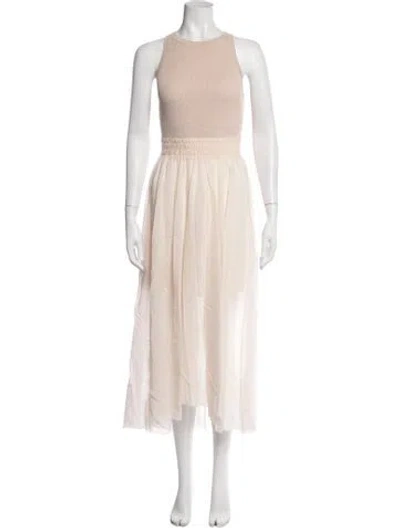Pre-owned Allsaints Crew Neck Midi Length Dress In Pink