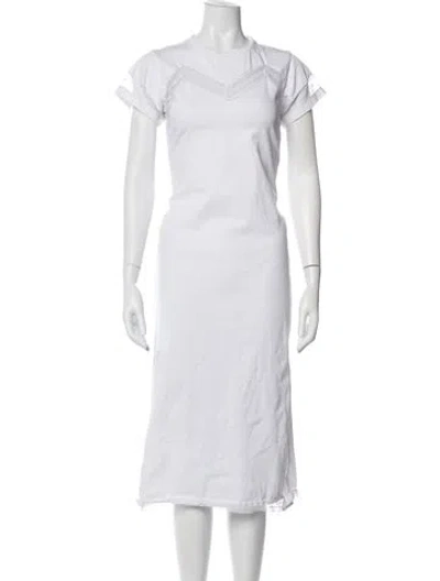 Pre-owned Allsaints Crew Neck Midi Length Dress In White