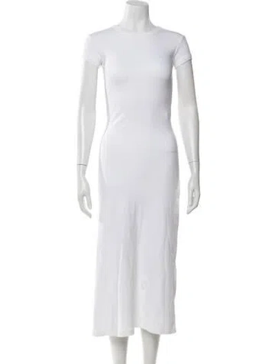 Pre-owned Allsaints Crew Neck Midi Length Dress In White