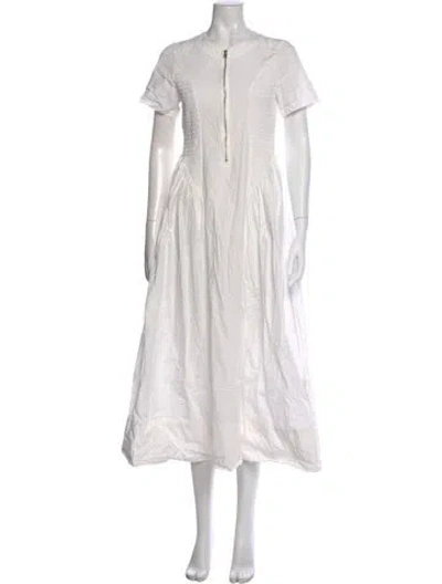 Pre-owned Allsaints Crew Neck Midi Length Dress In White