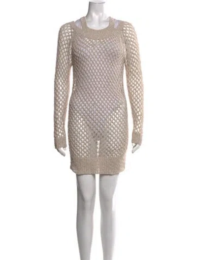 Pre-owned Allsaints Crew Neck Mini Dress In Neutrals