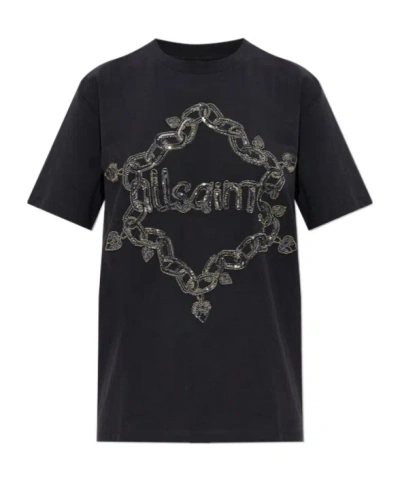 Allsaints Drip Embellished Boyfriend T-shirt In Black