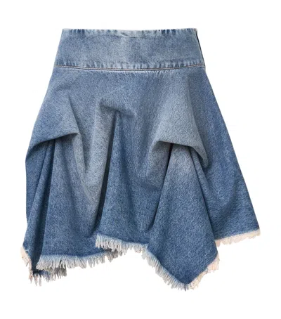 Allsaints Womens Vintage Indigo Crissy Asymmetric-hem High-rise Denim Mini Skirt In Blue