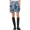Allsaints Crissy Gathered Denim Skirt In Blue